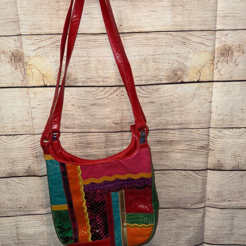 Sharif Leather Colorful Patchwork Shoulder Bag